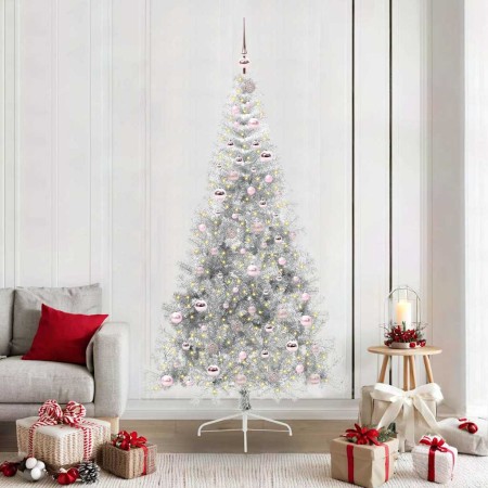 Árbol de Navidad Artificial Preiluminado Plateado 210 cm PET
