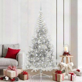 Árbol de Navidad Artificial Preiluminado Plateado 210 cm PET