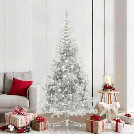 Árbol de Navidad Artificial Preiluminado Plateado 210 cm PET