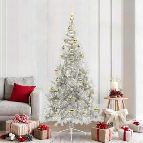 Árbol de Navidad Artificial Preiluminado Plateado 210 cm PET