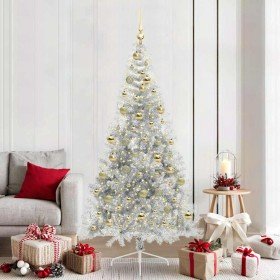 Árbol de Navidad Artificial Preiluminado Plateado 210 cm PET