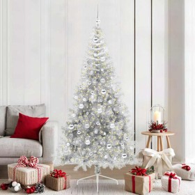 Árbol de Navidad Artificial Preiluminado Plateado 210 cm PET