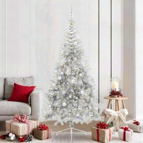 Árbol de Navidad Artificial Preiluminado Plateado 210 cm PET
