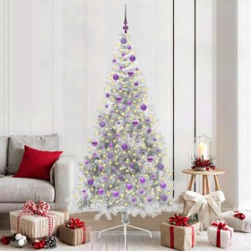 Árbol de Navidad Artificial Preiluminado Plateado 210 cm PET