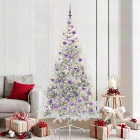 Árbol de Navidad Artificial Preiluminado Plateado 210 cm PET en Arboles de navidad | Comprar online en Foro24
