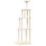 Rascador para gatos con postes de sisal color crema 183 cm de vidaXL, Mobiliario para gatos - Ref: Foro24-171744, Precio: 72,...