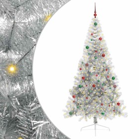 Árbol de Navidad Artificial Preiluminado Plateado 210 cm PET