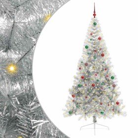 Árbol de Navidad Artificial Preiluminado Plateado 210 cm PET