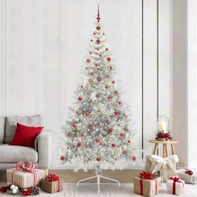Árbol de Navidad Artificial Preiluminado Plateado 240 cm PET