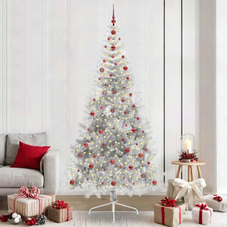 Árbol de Navidad Artificial Preiluminado Plateado 240 cm PET