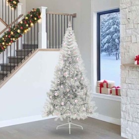 Árbol de Navidad Artificial Preiluminado Plateado 240 cm PET