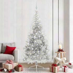 Árbol de Navidad Artificial Preiluminado Plateado 240 cm PET