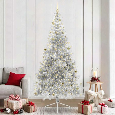Árbol de Navidad Artificial Preiluminado Plateado 240 cm PET