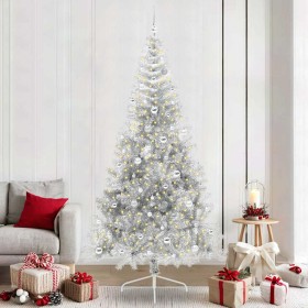 Árbol de Navidad Artificial Preiluminado Plateado 240 cm PET