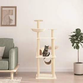 Cat scratching post with cream sisal posts 141 cm by vidaXL, Cat furniture - Ref: Foro24-171747, Price: 75,31 €, Discount: %