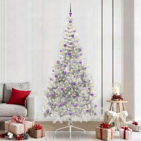 Árbol de Navidad Artificial Preiluminado Plateado 240 cm PET