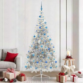 Árbol de Navidad Artificial Preiluminado Plateado 240 cm PET