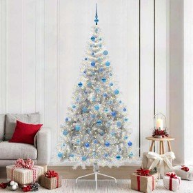 Árbol de Navidad Artificial Preiluminado Plateado 240 cm PET