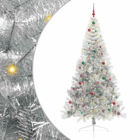 Árbol de Navidad Artificial Preiluminado Plateado 240 cm PET