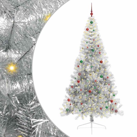 Árbol de Navidad Artificial Preiluminado Plateado 240 cm PET