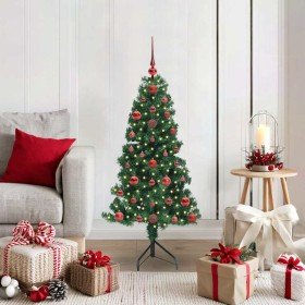 Árbol de Navidad Artificial de Esquina Verde 120 cm PVC y Metal