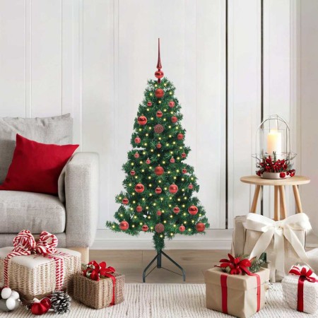 Árbol de Navidad Artificial de Esquina Verde 120 cm PVC y Metal