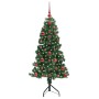 Árbol de Navidad Artificial de Esquina Verde 120 cm PVC y Metal