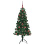 Árbol de Navidad Artificial de Esquina Verde 120 cm PVC y Metal