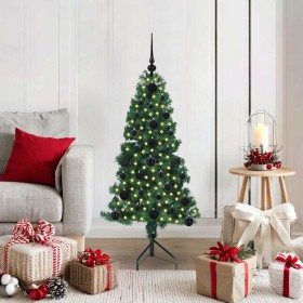 Árbol de Navidad Artificial de Esquina Verde 120 cm PVC y Metal