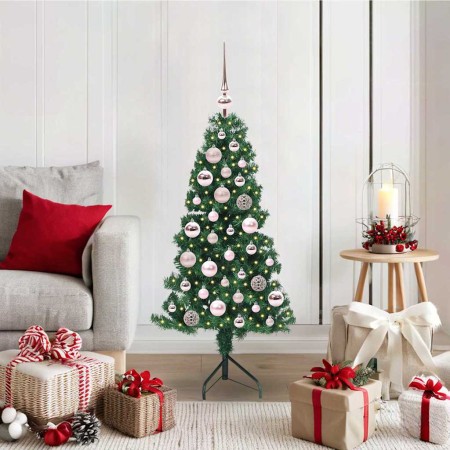 Árbol de Navidad Artificial de Esquina Verde 120 cm PVC y Metal