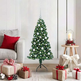 Árbol de Navidad Artificial de Esquina Verde 120 cm PVC y Metal