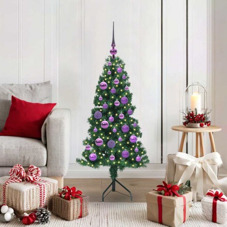 Árbol de Navidad Artificial de Esquina Verde 120 cm PVC y Metal
