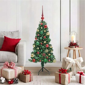 Árbol de Navidad Artificial de Esquina Verde 120 cm PVC y Metal