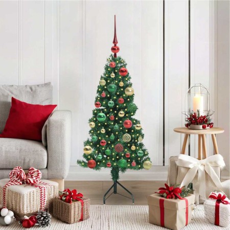 Árbol de Navidad Artificial de Esquina Verde 120 cm PVC y Metal