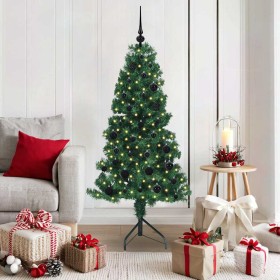 Árbol de Navidad Artificial de Esquina Verde 150 cm PVC y Metal