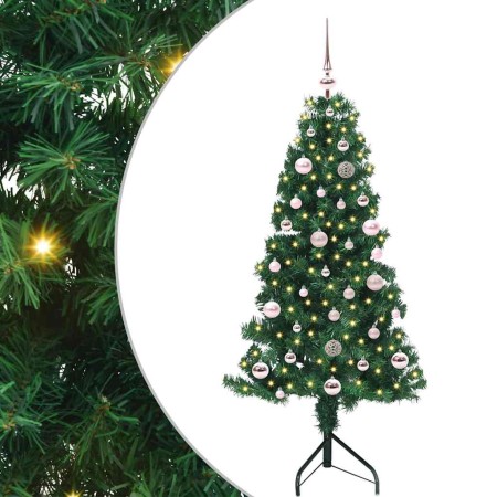 Árbol de Navidad Artificial de Esquina Verde 150 cm PVC y Metal