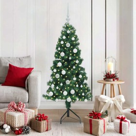 Árbol de Navidad Artificial de Esquina Verde 150 cm PVC y Metal