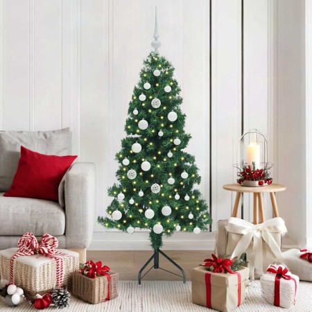 Árbol de Navidad Artificial de Esquina Verde 150 cm PVC y Metal