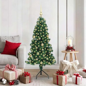 Árbol de Navidad Artificial de Esquina Verde 150 cm PVC y Metal