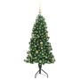 Árbol de Navidad Artificial de Esquina Verde 150 cm PVC y Metal