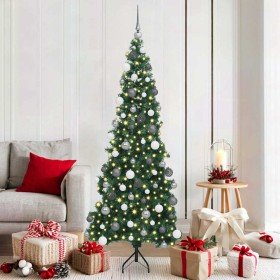 Árbol de Navidad Artificial de Esquina Verde 180 cm PVC y Metal