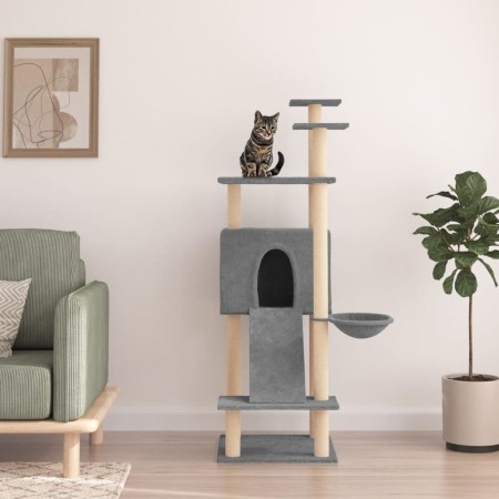 Cat scratching post with light gray sisal posts 153 cm by vidaXL, Cat furniture - Ref: Foro24-171751, Price: 50,20 €, Discoun...