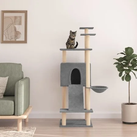 Cat scratching post with light gray sisal posts 153 cm by vidaXL, Cat furniture - Ref: Foro24-171751, Price: 58,30 €, Discoun...
