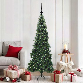 Árbol de Navidad Artificial de Esquina Verde 180 cm PVC y Metal