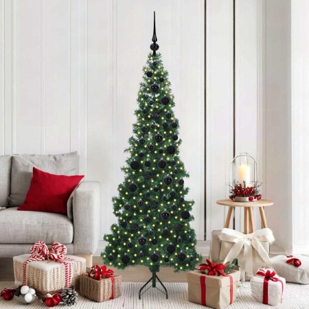 Árbol de Navidad Artificial de Esquina Verde 180 cm PVC y Metal