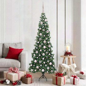 Árbol de Navidad Artificial de Esquina Verde 180 cm PVC y Metal
