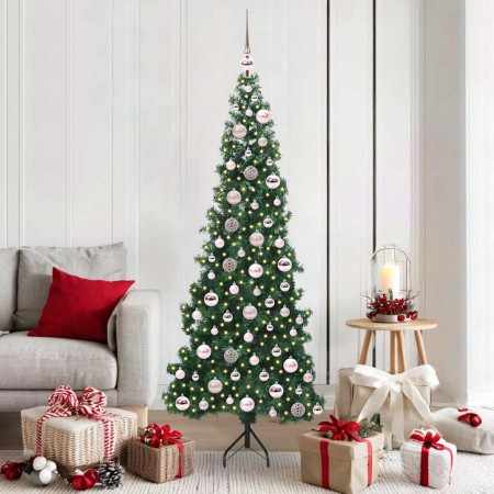 Árbol de Navidad Artificial de Esquina Verde 180 cm PVC y Metal