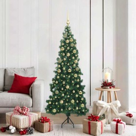 Árbol de Navidad Artificial de Esquina Verde 180 cm PVC y Metal