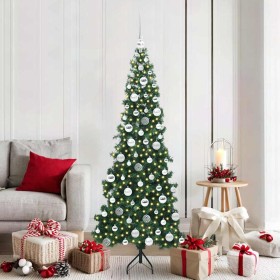 Árbol de Navidad Artificial de Esquina Verde 180 cm PVC y Metal