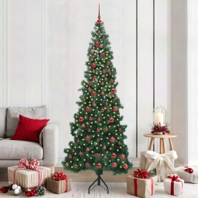 Árbol de Navidad Artificial de Esquina Verde 210 cm PVC y Metal